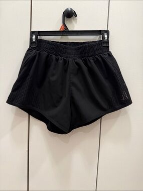 Women's Black Athletic Shorts with Perforated Side Panels